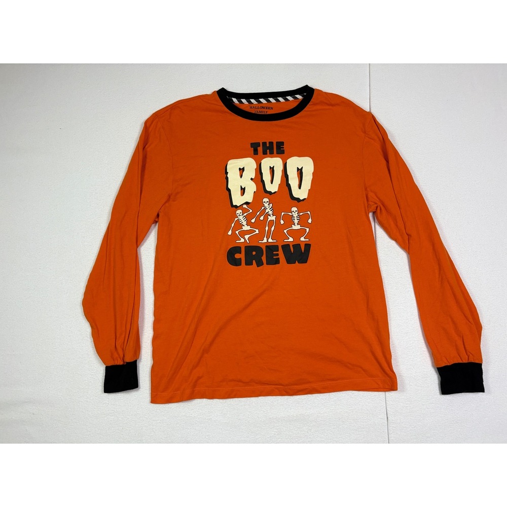Halloween Family Pajamas The Boo Crew Skeleton Graphic Long Sleeve Shirt Mens M